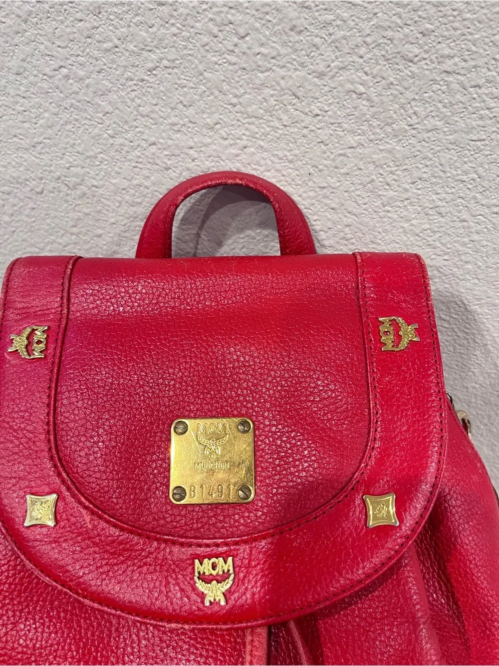 MCM Vintage Pebbled Leather Backpack.